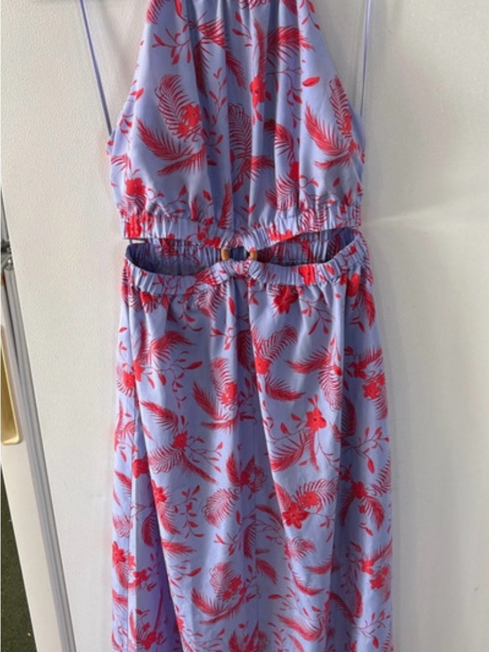 Likely Lavender Halter Jumpsuit with Red Floral Print